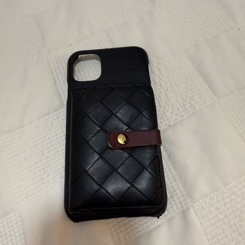Bottega Veneta Black Leather iPhone 11 Case with Card Holder